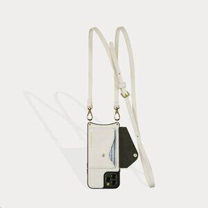 Ivory/Gold Donna Bandolier Iphone 15 ProMax Phone Case, Strap, Airpod Pro Case